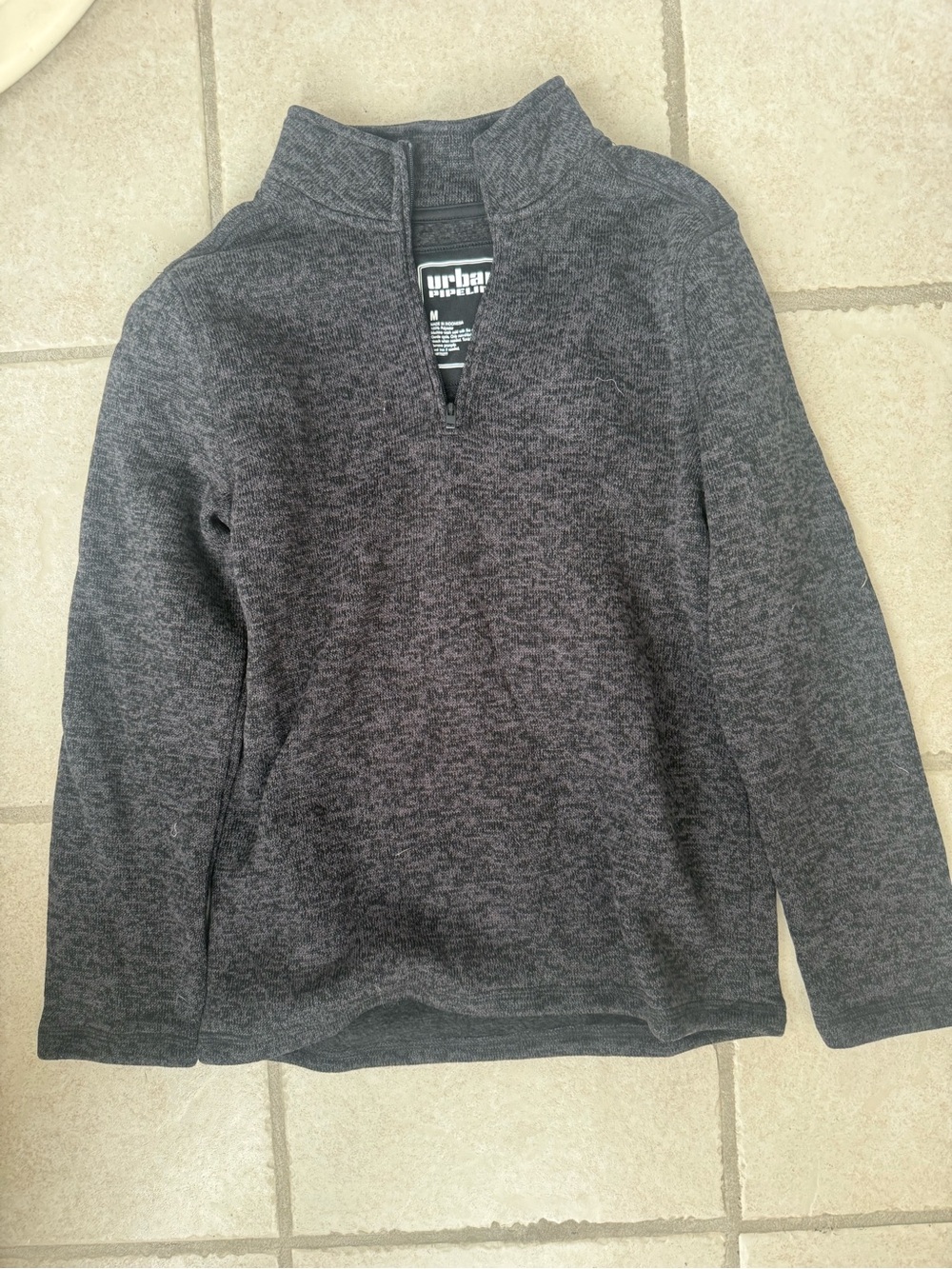 urban pipeline Boys Charcoal Heather Half-Zip Pullover Quarter Zip